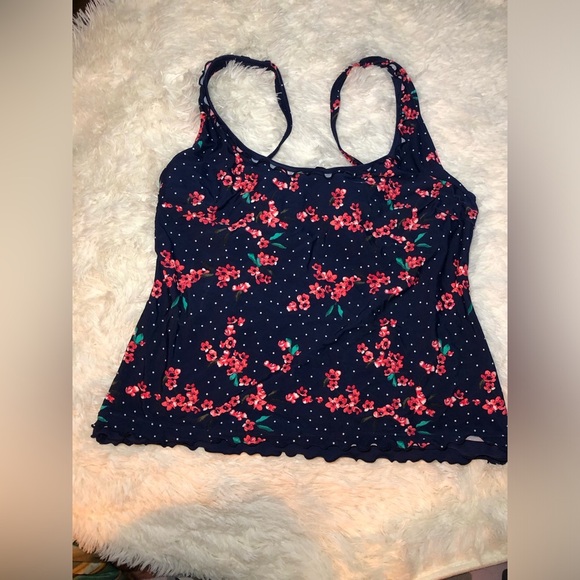 Lascana Blue and Red Floral Fitted Ruffled Camisole Bikini top size 38D NWOT - Picture 5 of 11